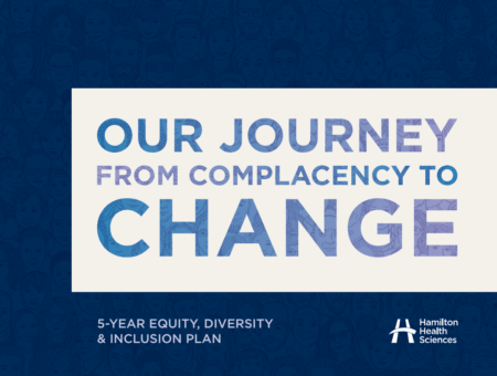 Cover of the 5-year EDI plan. It reads "Our Journey from Complacency to Change."